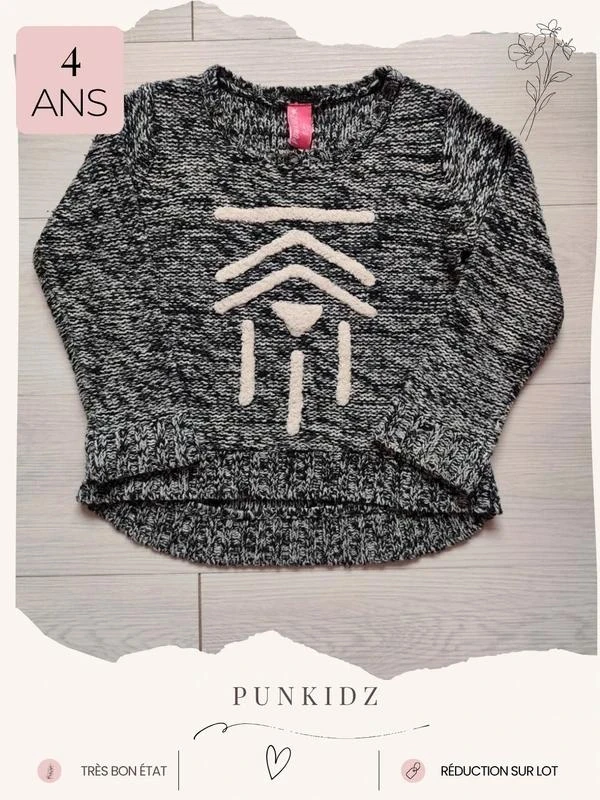 Pull en maille gris 🦄 Taille 4 ans 🦄 Punkidz